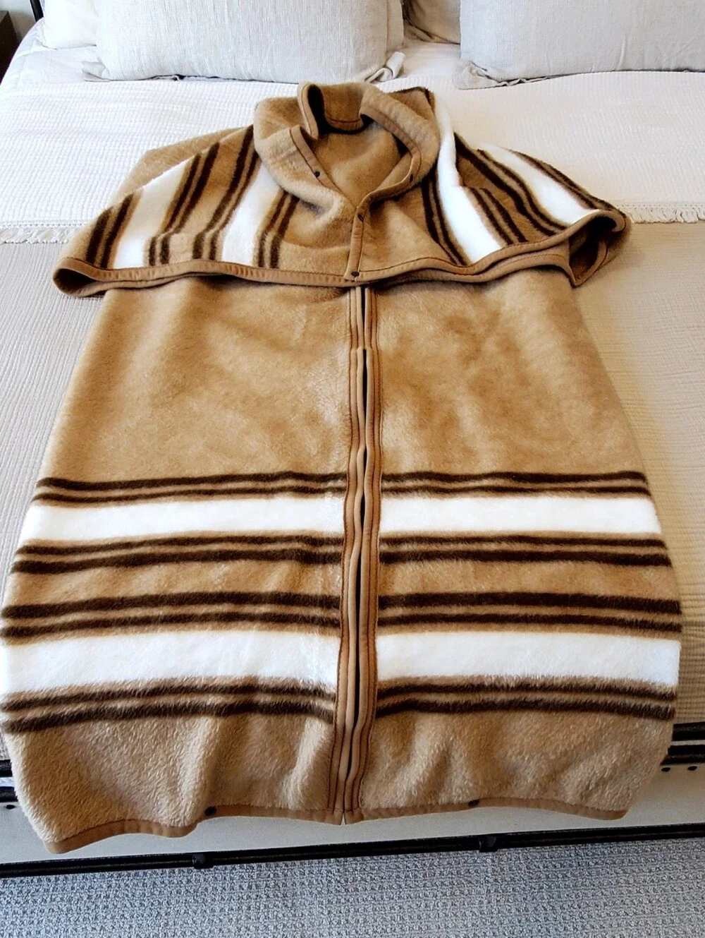 Vtg Biederlack West Germany Cuddle Wrap Sleeping Bag Blanket Brown/Tan EUC